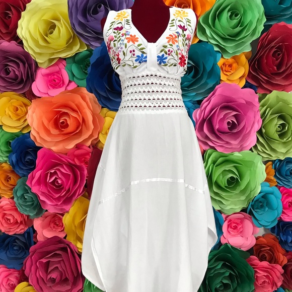 mexicotodocorazon Dresses & Skirts - Mexican woman dress hand embroidered day of the dead 5 Mayo Frida Khalo wedding